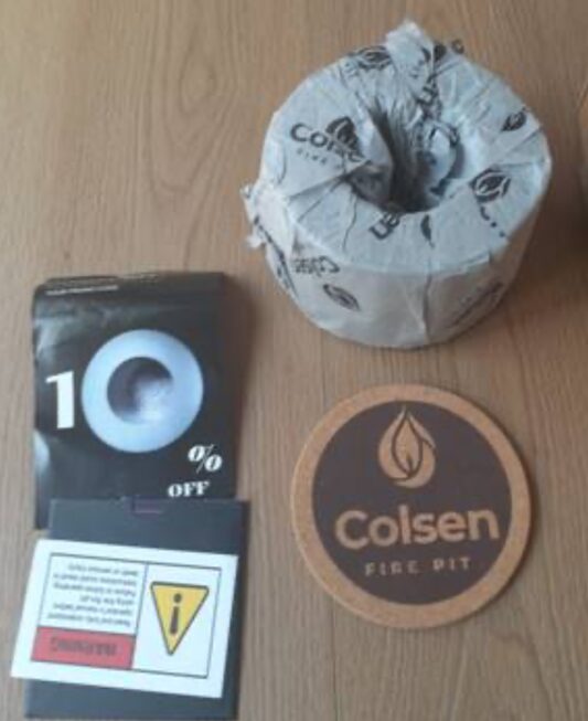 Close-up of recalled Colsen tabletop fire pit similar to units involved in nationwide burn injury lawsuits