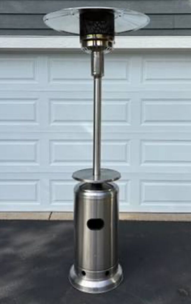 Outdoor gas heater fires and 3rd degree burns can occur due to design issues.